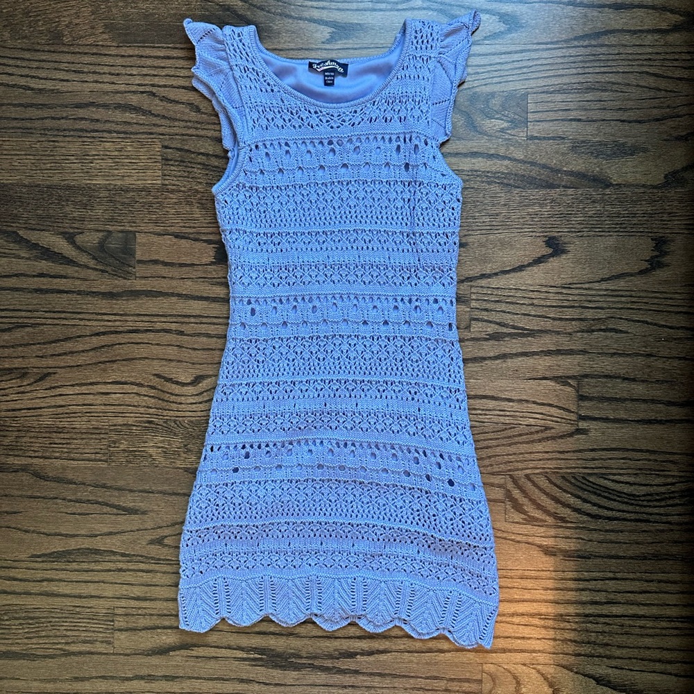 Nordstrom Girls Purple Crochet Sleeveless Summer Dress - size 8/10